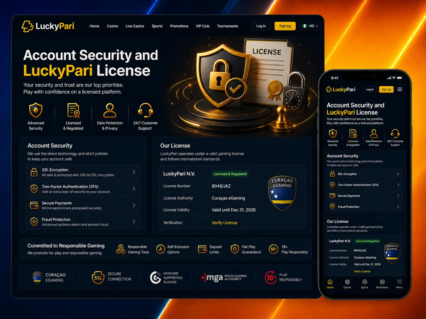 LuckyPari Account Safety and Licensing Details