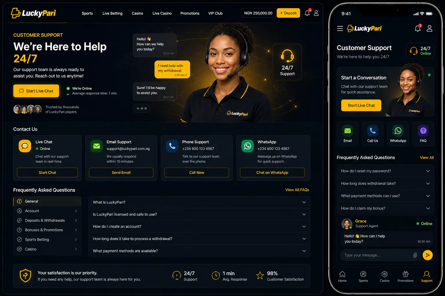 Customer Support at LuckyPari Nigeria